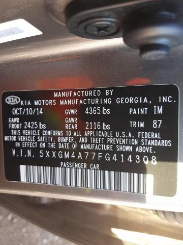 Photo 9 VIN: 5XXGM4A77FG414308 - KIA OPTIMA LX 