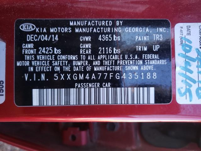 Photo 9 VIN: 5XXGM4A77FG435188 - KIA OPTIMA LX 