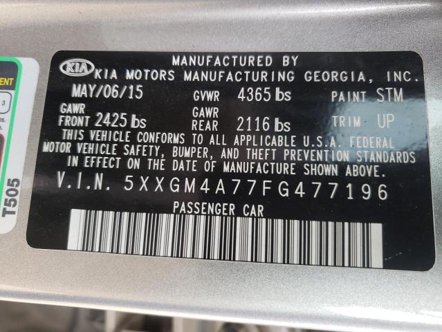 Photo 9 VIN: 5XXGM4A77FG477196 - KIA OPTIMA LX 