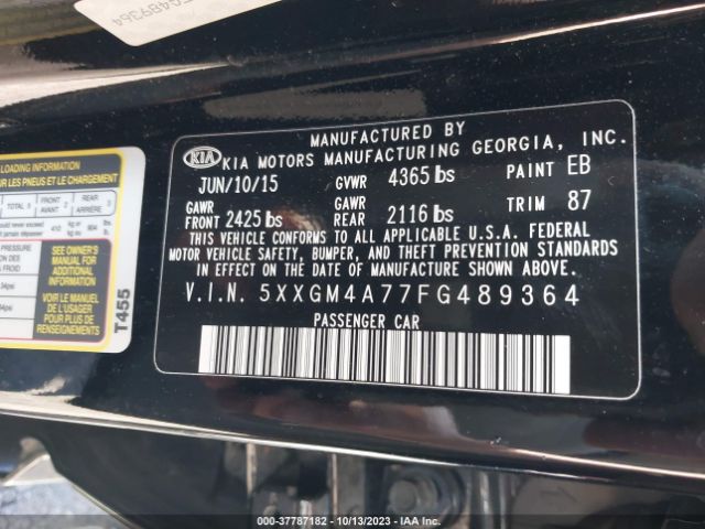 Photo 8 VIN: 5XXGM4A77FG489364 - KIA OPTIMA 