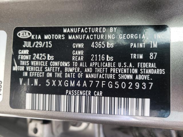 Photo 9 VIN: 5XXGM4A77FG502937 - KIA OPTIMA LX 