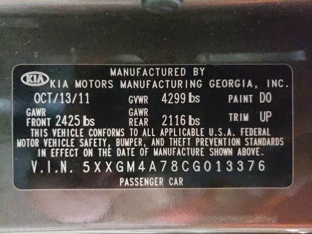 Photo 9 VIN: 5XXGM4A78CG013376 - KIA OPTIMA LX 