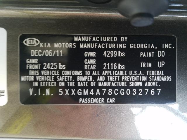 Photo 9 VIN: 5XXGM4A78CG032767 - KIA OPTIMA LX 