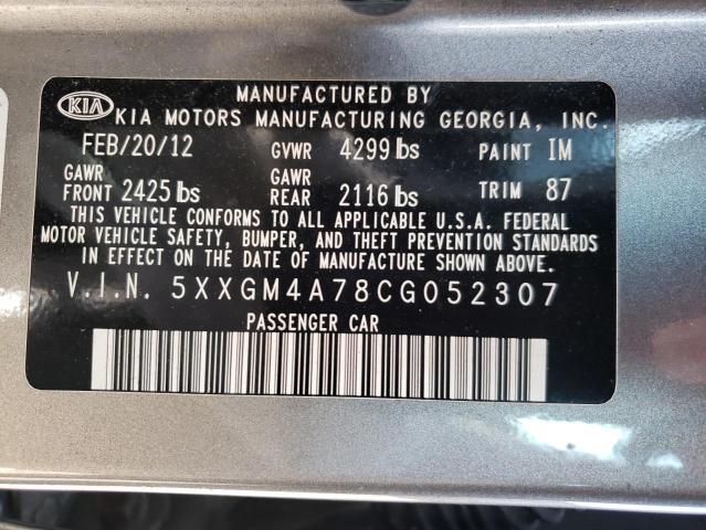 Photo 9 VIN: 5XXGM4A78CG052307 - KIA OPTIMA LX 