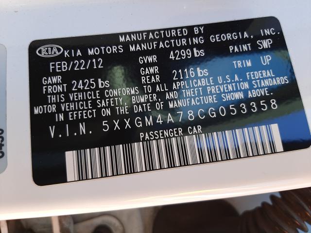 Photo 9 VIN: 5XXGM4A78CG053358 - KIA OPTIMA LX 