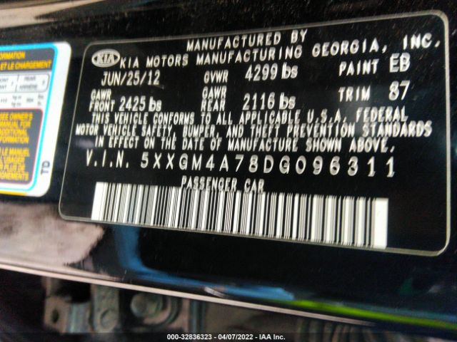 Photo 8 VIN: 5XXGM4A78DG096311 - KIA OPTIMA 