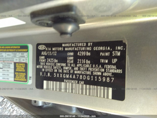 Photo 8 VIN: 5XXGM4A78DG115987 - KIA OPTIMA 