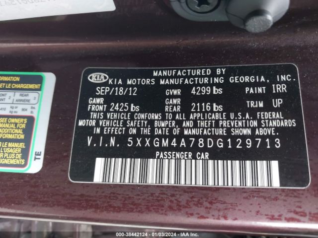 Photo 8 VIN: 5XXGM4A78DG129713 - KIA OPTIMA 