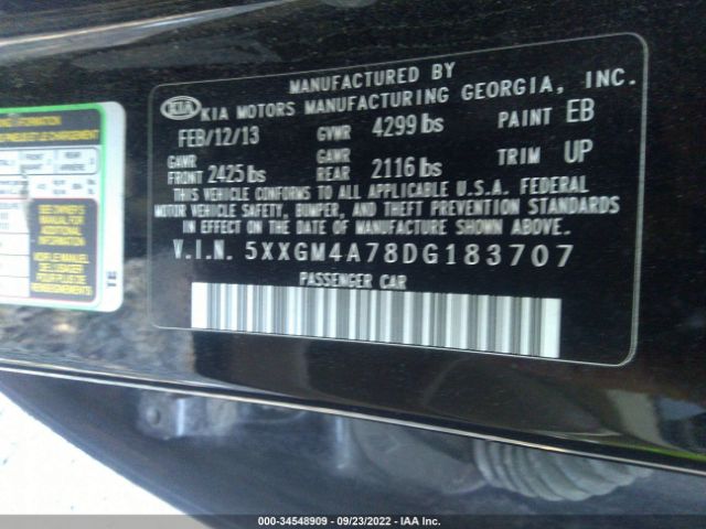 Photo 8 VIN: 5XXGM4A78DG183707 - KIA OPTIMA 