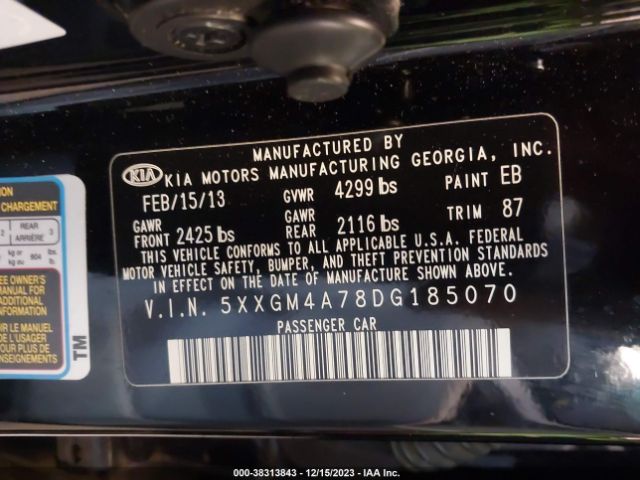 Photo 8 VIN: 5XXGM4A78DG185070 - KIA OPTIMA 