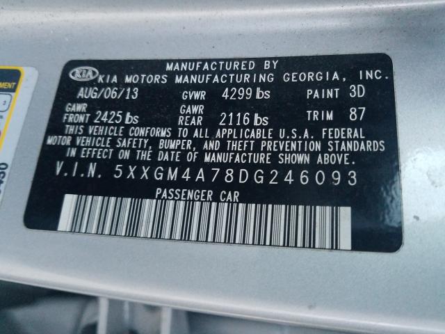 Photo 9 VIN: 5XXGM4A78DG246093 - KIA OPTIMA LX 