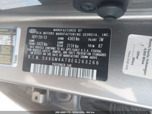 Photo 8 VIN: 5XXGM4A78EG263266 - KIA OPTIMA 