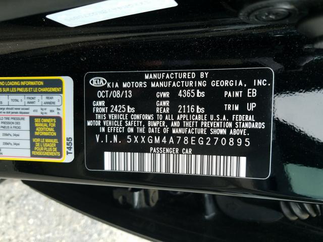 Photo 9 VIN: 5XXGM4A78EG270895 - KIA OPTIMA LX 