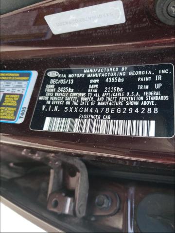 Photo 9 VIN: 5XXGM4A78EG294288 - KIA OPTIMA LX 