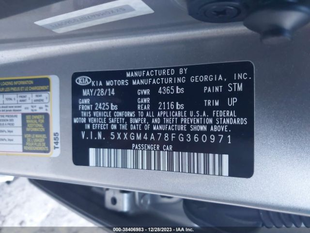 Photo 8 VIN: 5XXGM4A78FG360971 - KIA OPTIMA 