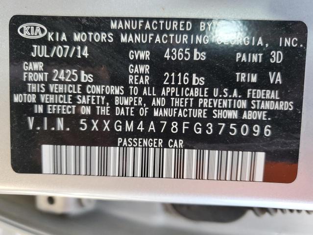 Photo 9 VIN: 5XXGM4A78FG375096 - KIA OPTIMA LX 