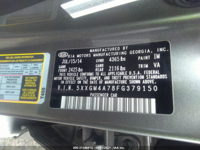 Photo 8 VIN: 5XXGM4A78FG379150 - KIA OPTIMA 