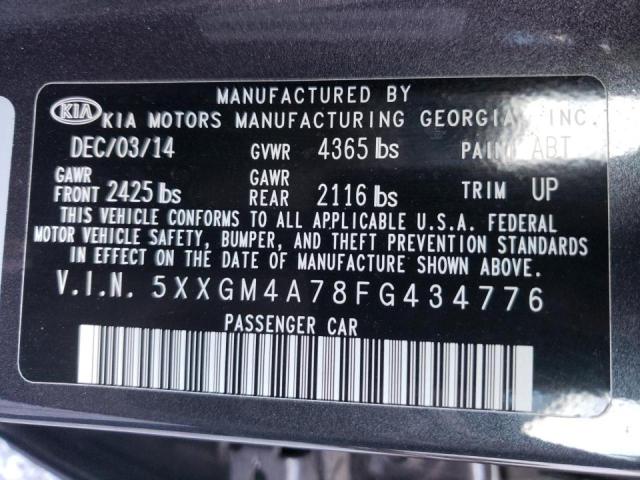 Photo 9 VIN: 5XXGM4A78FG434776 - KIA OPTIMA LX 