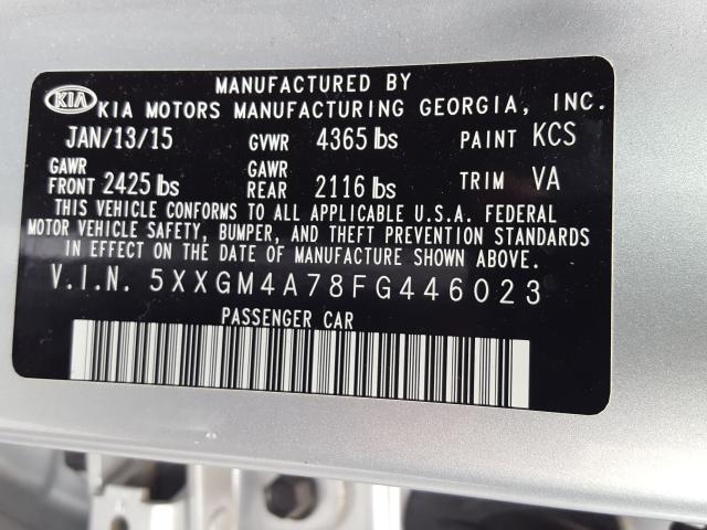 Photo 9 VIN: 5XXGM4A78FG446023 - KIA OPTIMA LX 