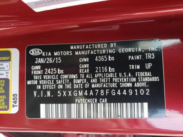 Photo 9 VIN: 5XXGM4A78FG449102 - KIA OPTIMA LX 