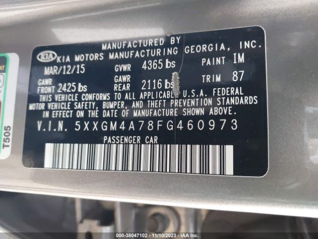 Photo 8 VIN: 5XXGM4A78FG460973 - KIA OPTIMA 