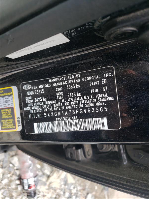 Photo 9 VIN: 5XXGM4A78FG463565 - KIA OPTIMA LX 