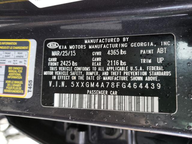 Photo 9 VIN: 5XXGM4A78FG464439 - KIA OPTIMA LX 