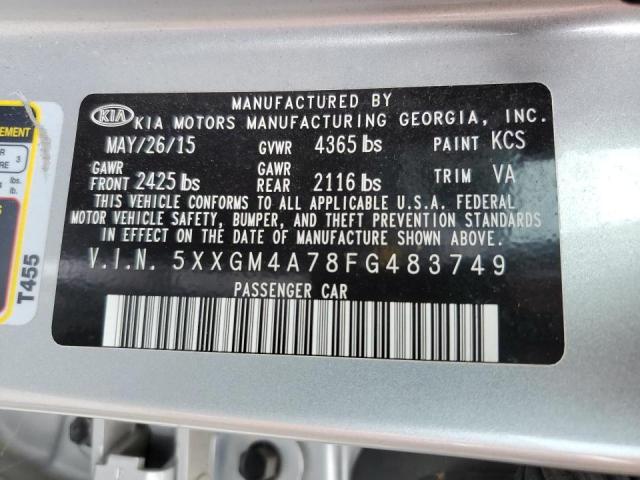 Photo 9 VIN: 5XXGM4A78FG483749 - KIA OPTIMA LX 