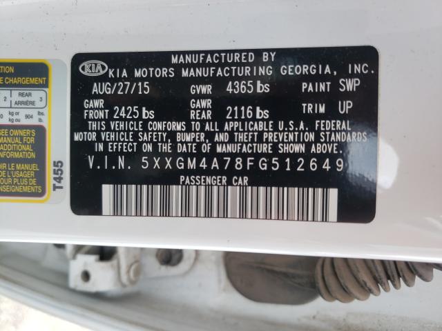 Photo 9 VIN: 5XXGM4A78FG512649 - KIA OPTIMA LX 