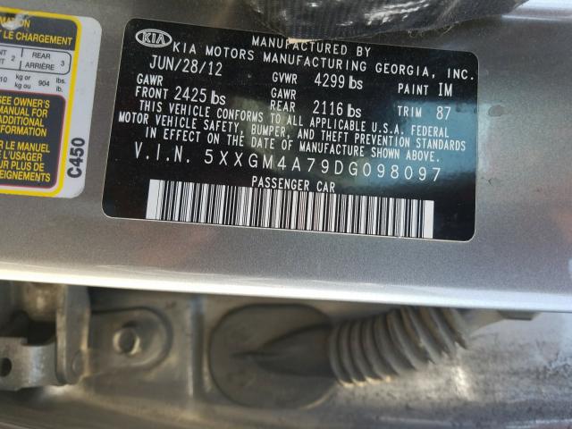 Photo 9 VIN: 5XXGM4A79DG098097 - KIA OPTIMA LX 