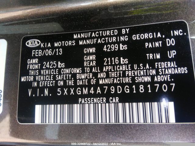 Photo 8 VIN: 5XXGM4A79DG181707 - KIA OPTIMA 