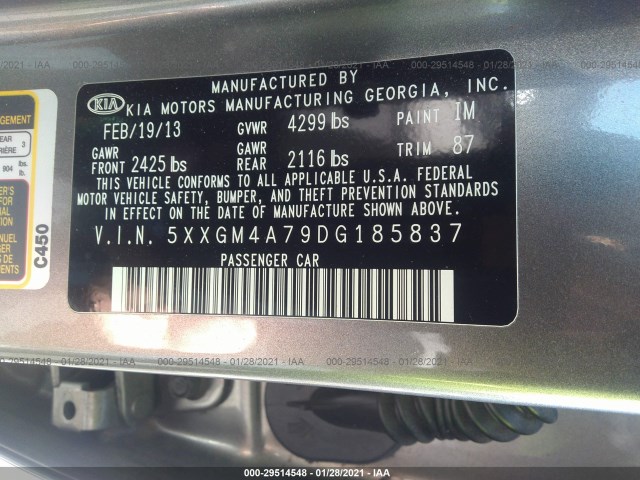 Photo 8 VIN: 5XXGM4A79DG185837 - KIA OPTIMA 