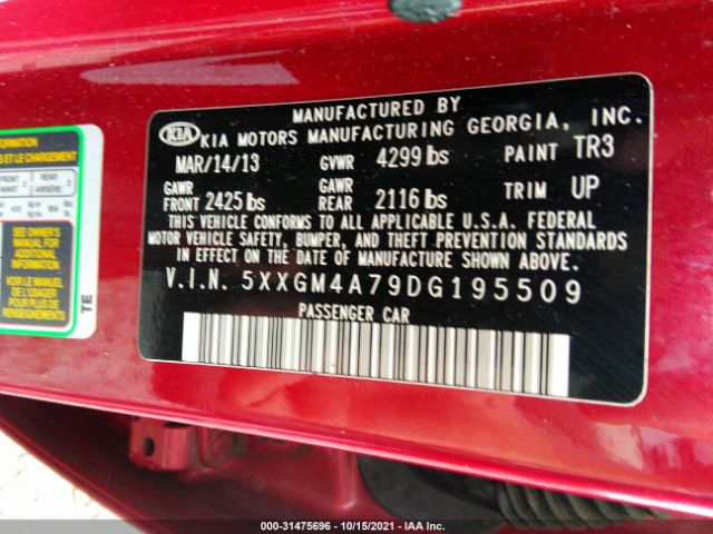 Photo 8 VIN: 5XXGM4A79DG195509 - KIA OPTIMA 