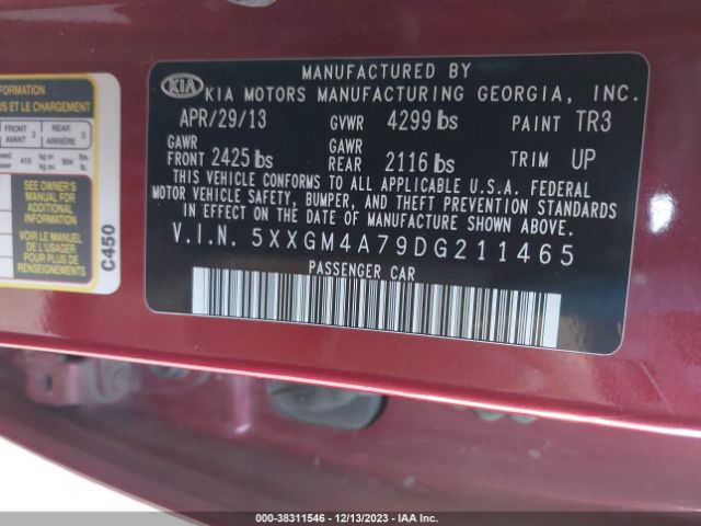 Photo 8 VIN: 5XXGM4A79DG211465 - KIA OPTIMA 