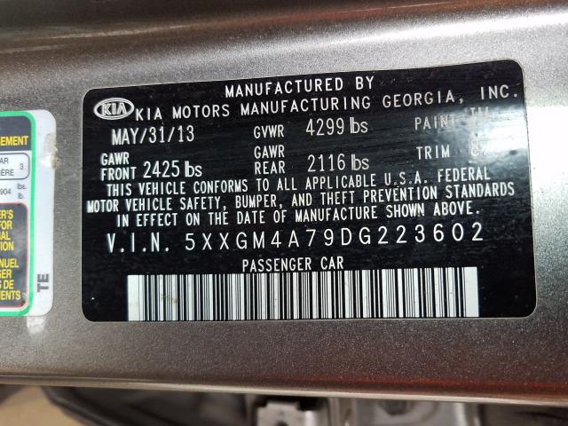 Photo 9 VIN: 5XXGM4A79DG223602 - KIA OPTIMA LX 