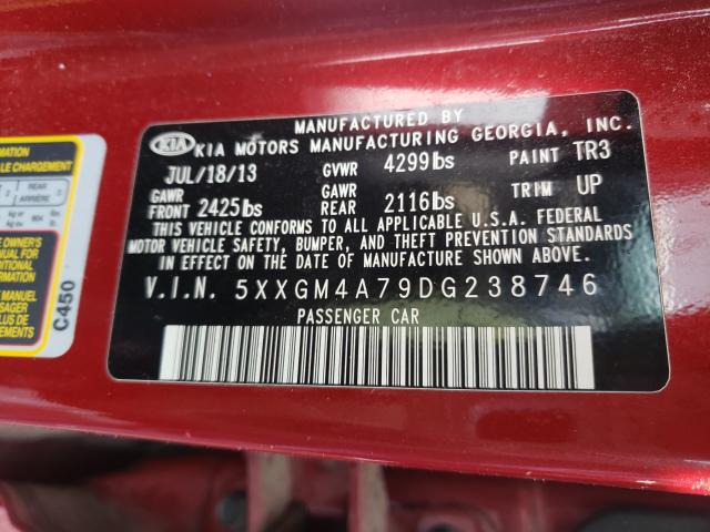 Photo 9 VIN: 5XXGM4A79DG238746 - KIA OPTIMA LX 