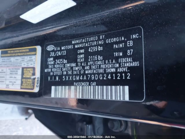 Photo 8 VIN: 5XXGM4A79DG241212 - KIA OPTIMA 