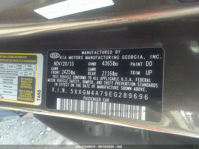 Photo 8 VIN: 5XXGM4A79EG289696 - KIA OPTIMA 