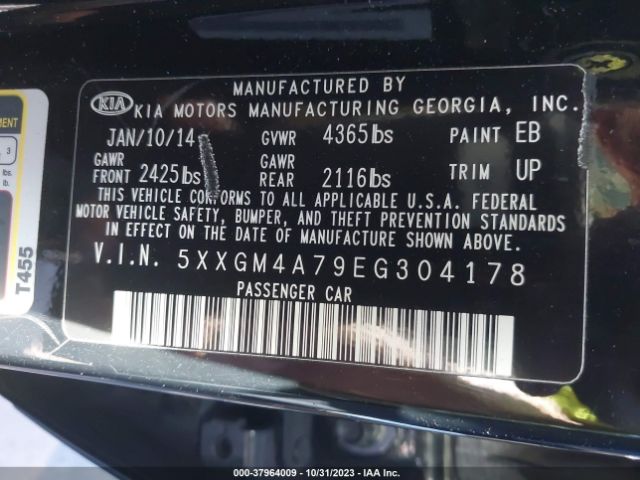 Photo 8 VIN: 5XXGM4A79EG304178 - KIA OPTIMA 