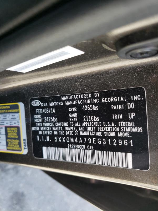 Photo 9 VIN: 5XXGM4A79EG312961 - KIA OPTIMA LX 