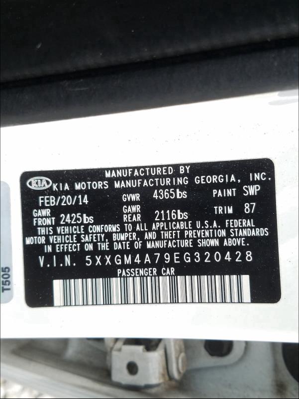 Photo 9 VIN: 5XXGM4A79EG320428 - KIA OPTIMA LX 