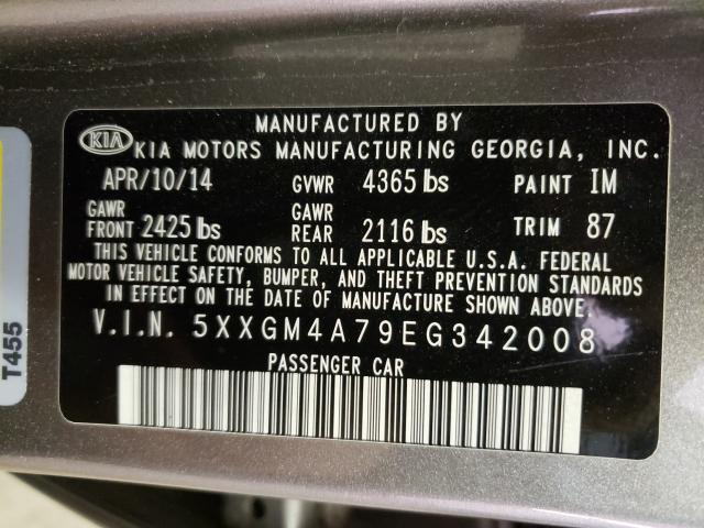 Photo 9 VIN: 5XXGM4A79EG342008 - KIA OPTIMA LX 