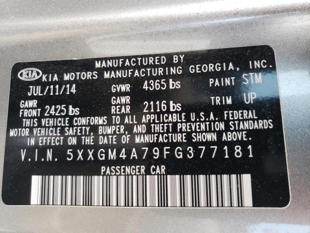 Photo 9 VIN: 5XXGM4A79FG377181 - KIA OPTIMA LX 