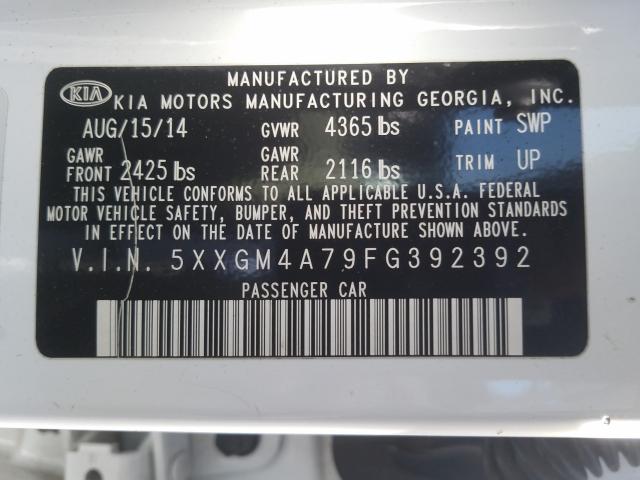 Photo 9 VIN: 5XXGM4A79FG392392 - KIA OPTIMA LX 