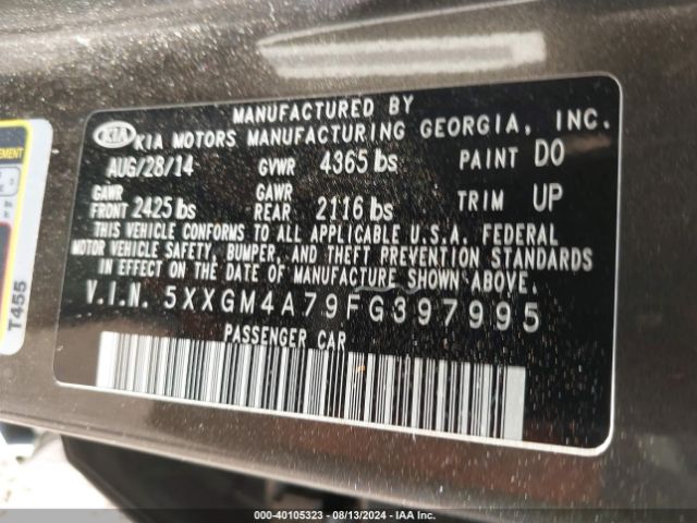 Photo 8 VIN: 5XXGM4A79FG397995 - KIA OPTIMA 