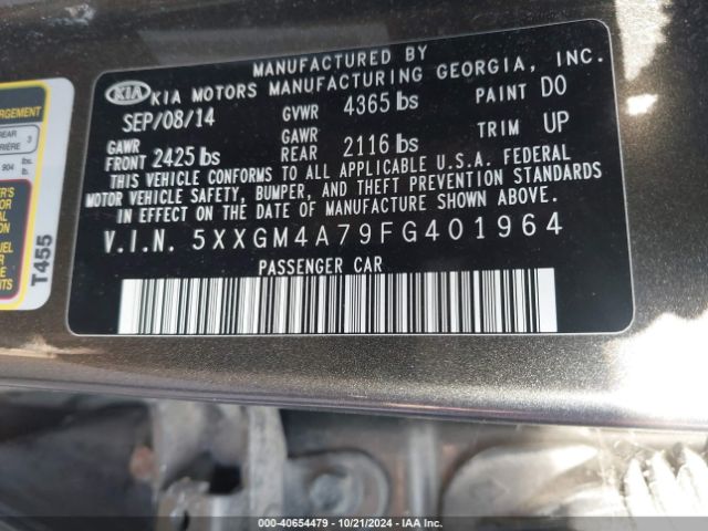 Photo 8 VIN: 5XXGM4A79FG401964 - KIA OPTIMA 