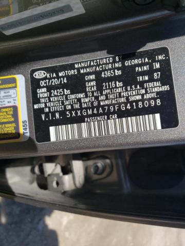 Photo 9 VIN: 5XXGM4A79FG418098 - KIA OPTIMA LX 