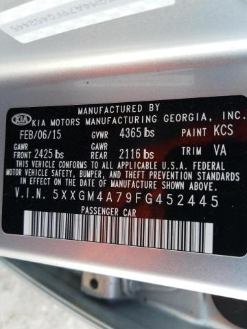 Photo 9 VIN: 5XXGM4A79FG452445 - KIA OPTIMA LX 