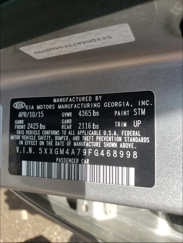 Photo 9 VIN: 5XXGM4A79FG468998 - KIA OPTIMA LX 