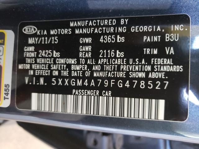 Photo 9 VIN: 5XXGM4A79FG478527 - KIA OPTIMA LX 